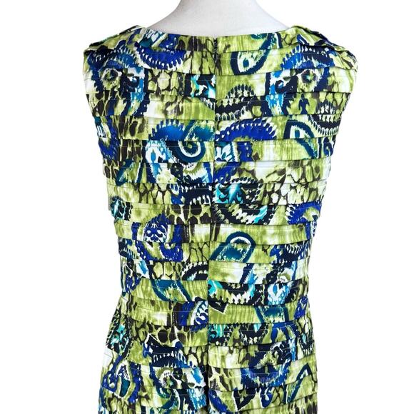 Adrianna Papell NWT Banded Jersey Green Colorful Print Layered Sheath Dress - Picture 6 of 13